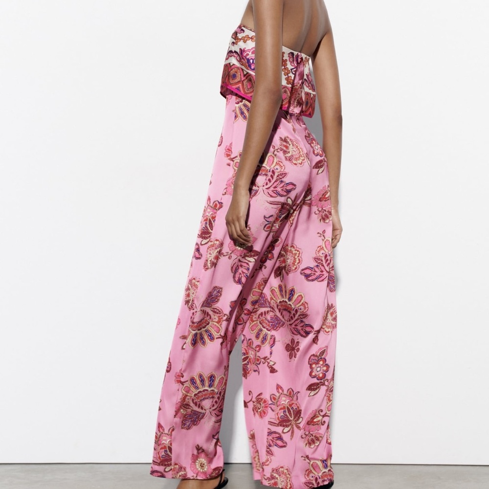 ZARA STRAPLESS FLORAL PRINT JUMPSUIT - Picture 2 of 9